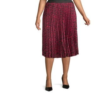 Worthington  Pleated Red/Black Animal Skirt 3X